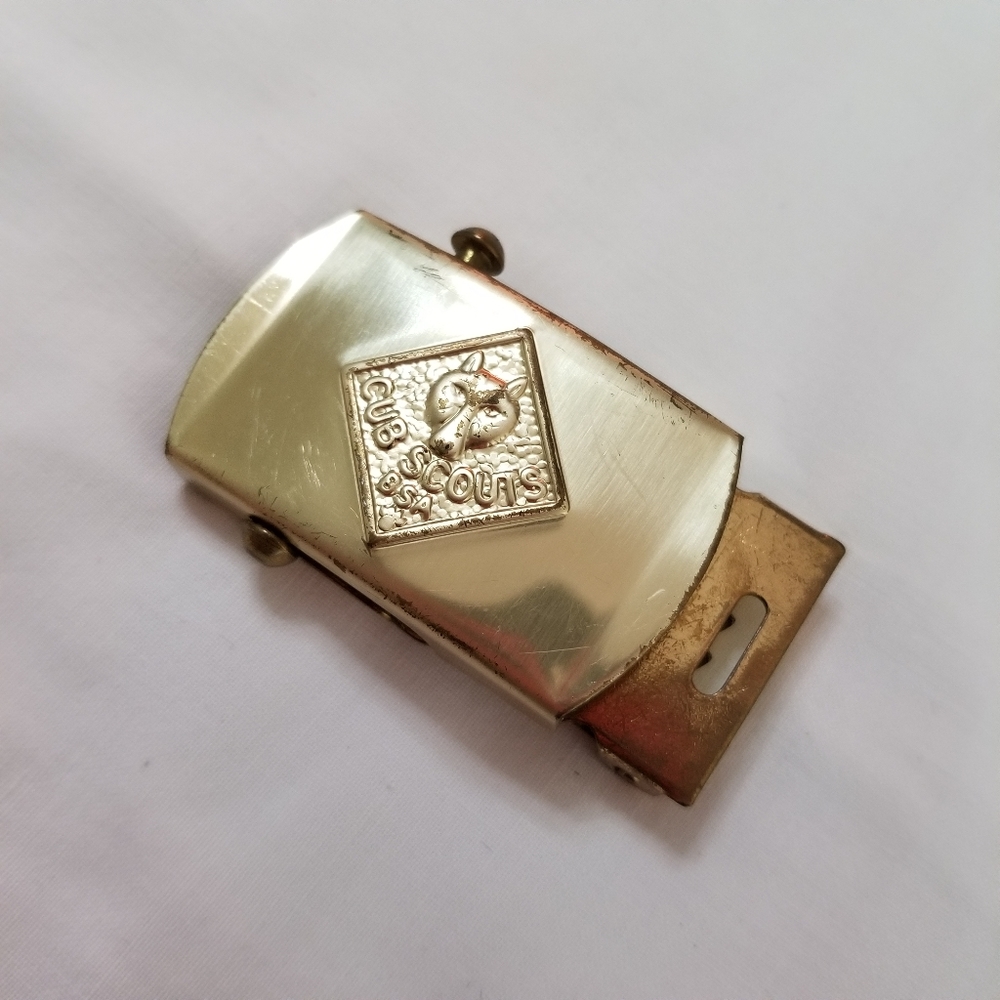 Vintage Official Boy Scouts Of America Wolf Cub Scout Solid Brass Belt Buckle